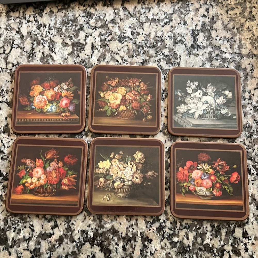 6 Pimpernel Vintage Floral Coasters